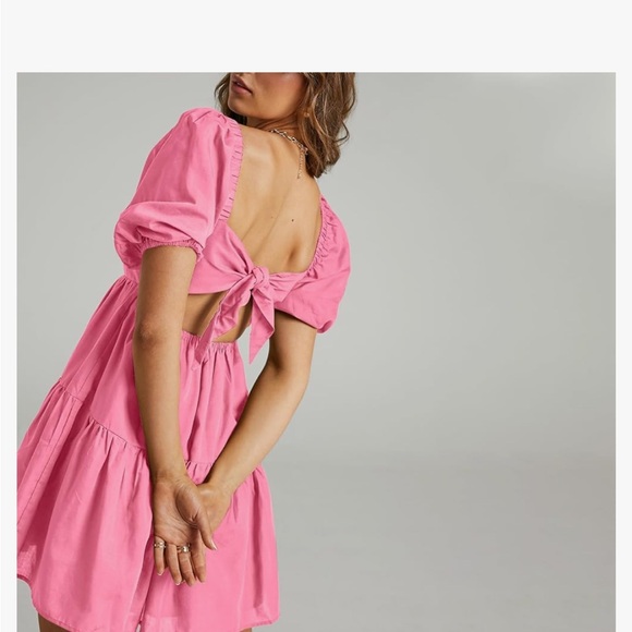 Pink Puff Sleeve Dress - Picture 4 of 4